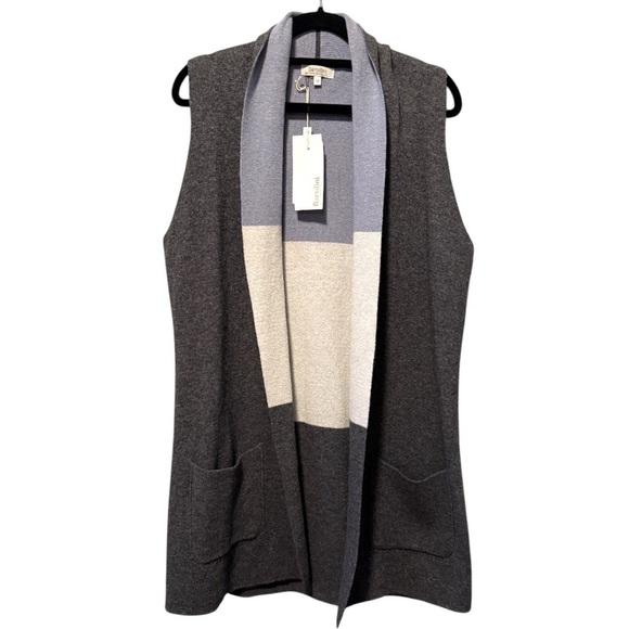 BARTOLINI Open Front Sweater Vest Size M Women Wool Cashmere Sleeveless Cardigan - Picture 1 of 13